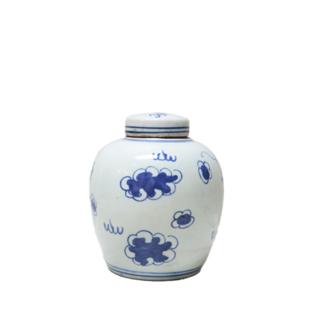 Jar With Lid Small Blue&White